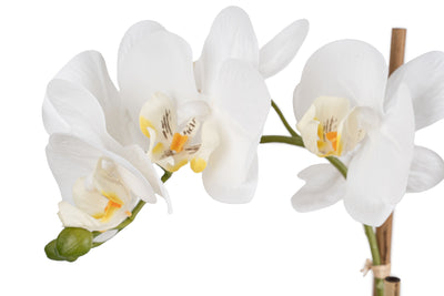 Orhidee artificiala alba cu aspect natural H54 cm cu 3 tulpini