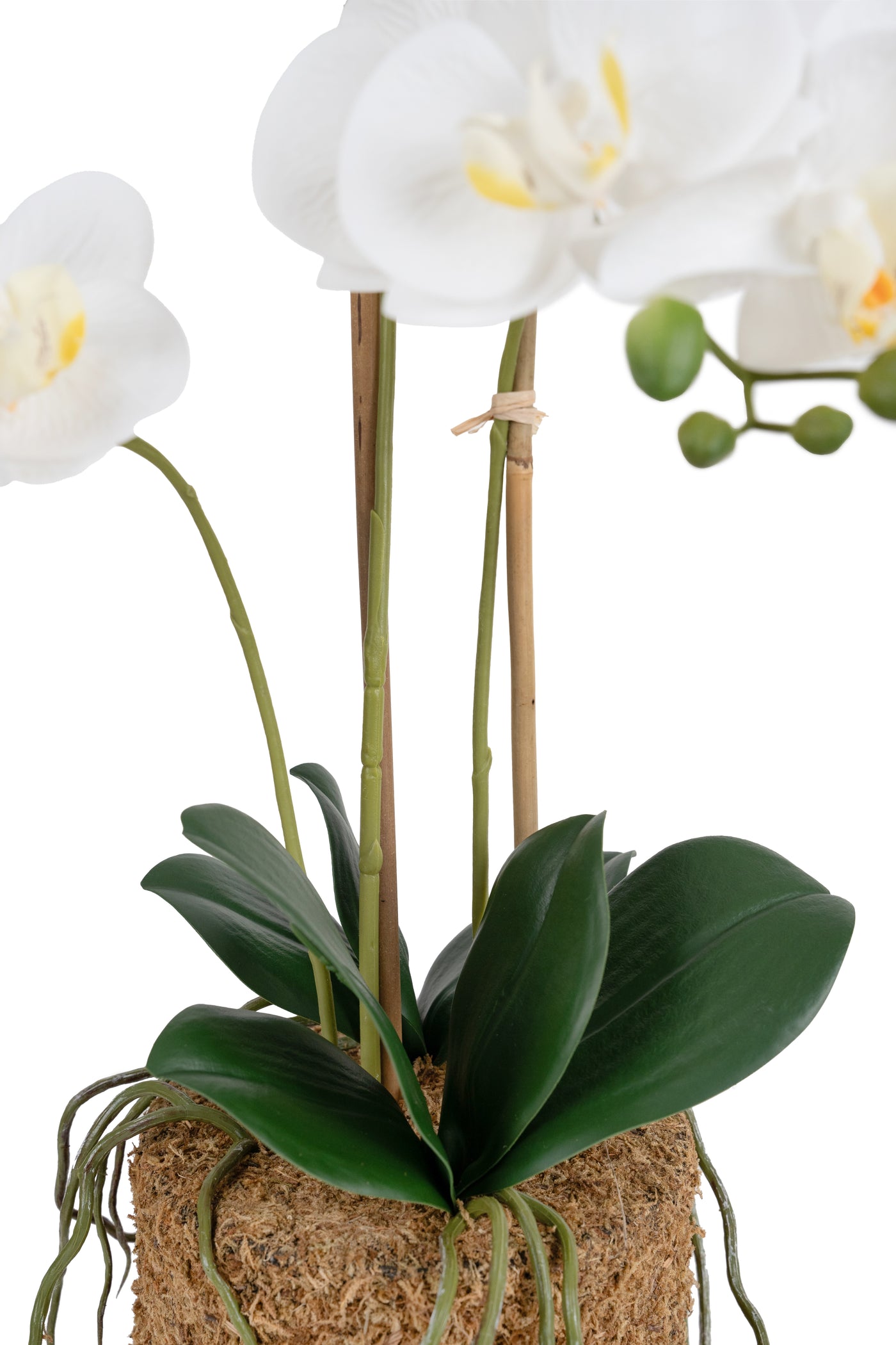 Orhidee artificiala alba cu aspect natural H54 cm cu 3 tulpini