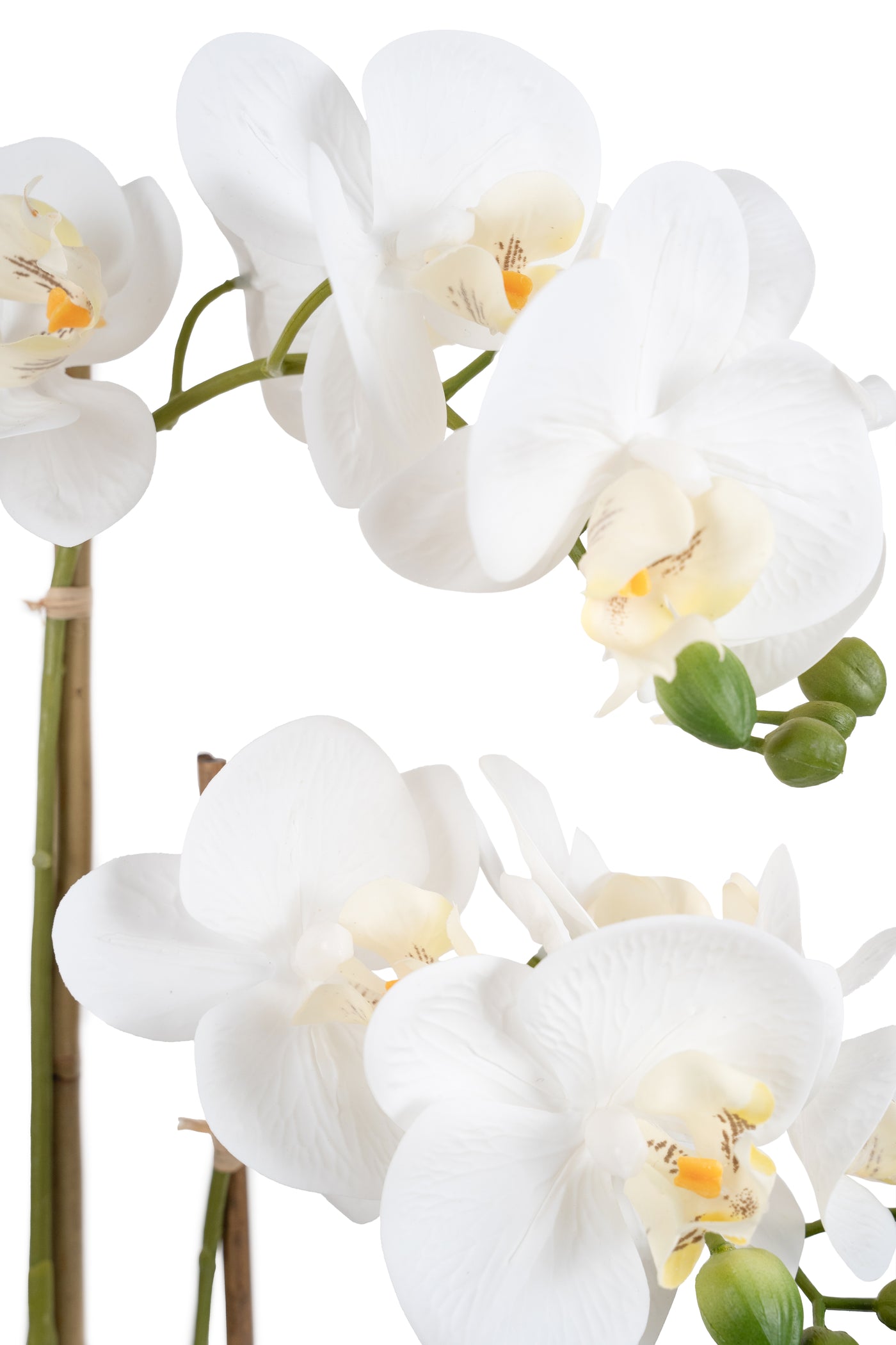 Orhidee artificiala alba cu aspect natural H54 cm cu 3 tulpini