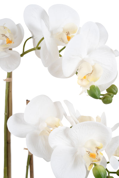 Orhidee artificiala alba cu aspect natural H54 cm cu 3 tulpini