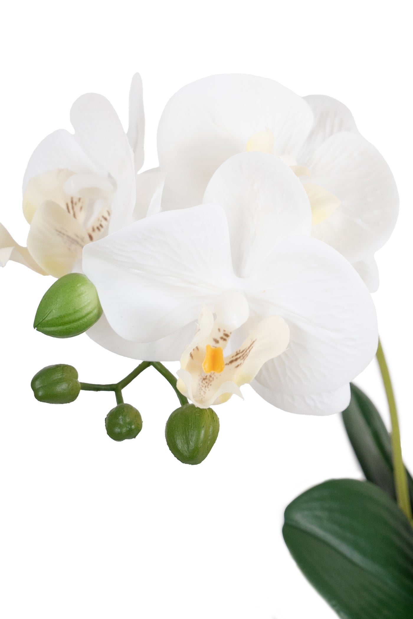 Orhidee artificiala alba cu aspect natural H54 cm cu 3 tulpini