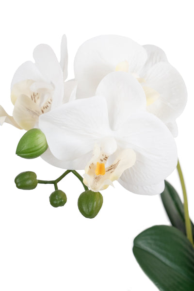 Orhidee artificiala alba cu aspect natural H54 cm cu 3 tulpini
