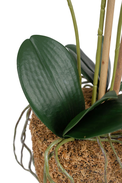 Orhidee artificiala alba cu aspect natural H54 cm cu 3 tulpini