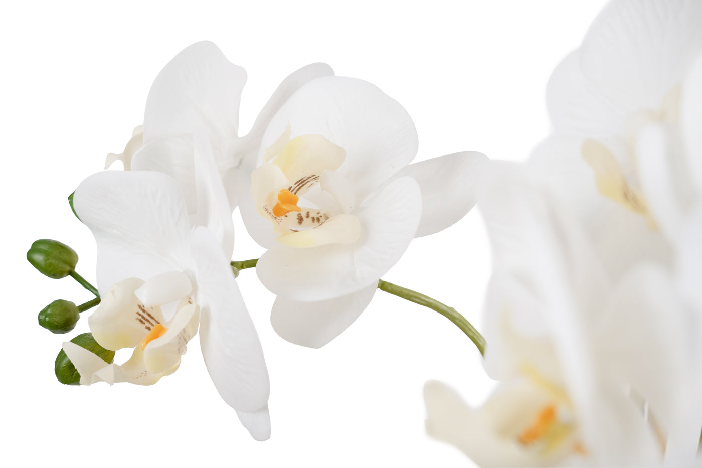 Orhidee artificiala alba cu aspect natural H54 cm cu 3 tulpini