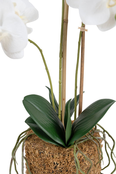 Orhidee artificiala alba cu aspect natural H54 cm cu 3 tulpini