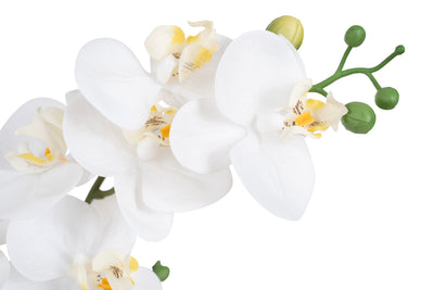 Orhidee artificiala alba cu aspect natural H54 cm cu 5 tulpini
