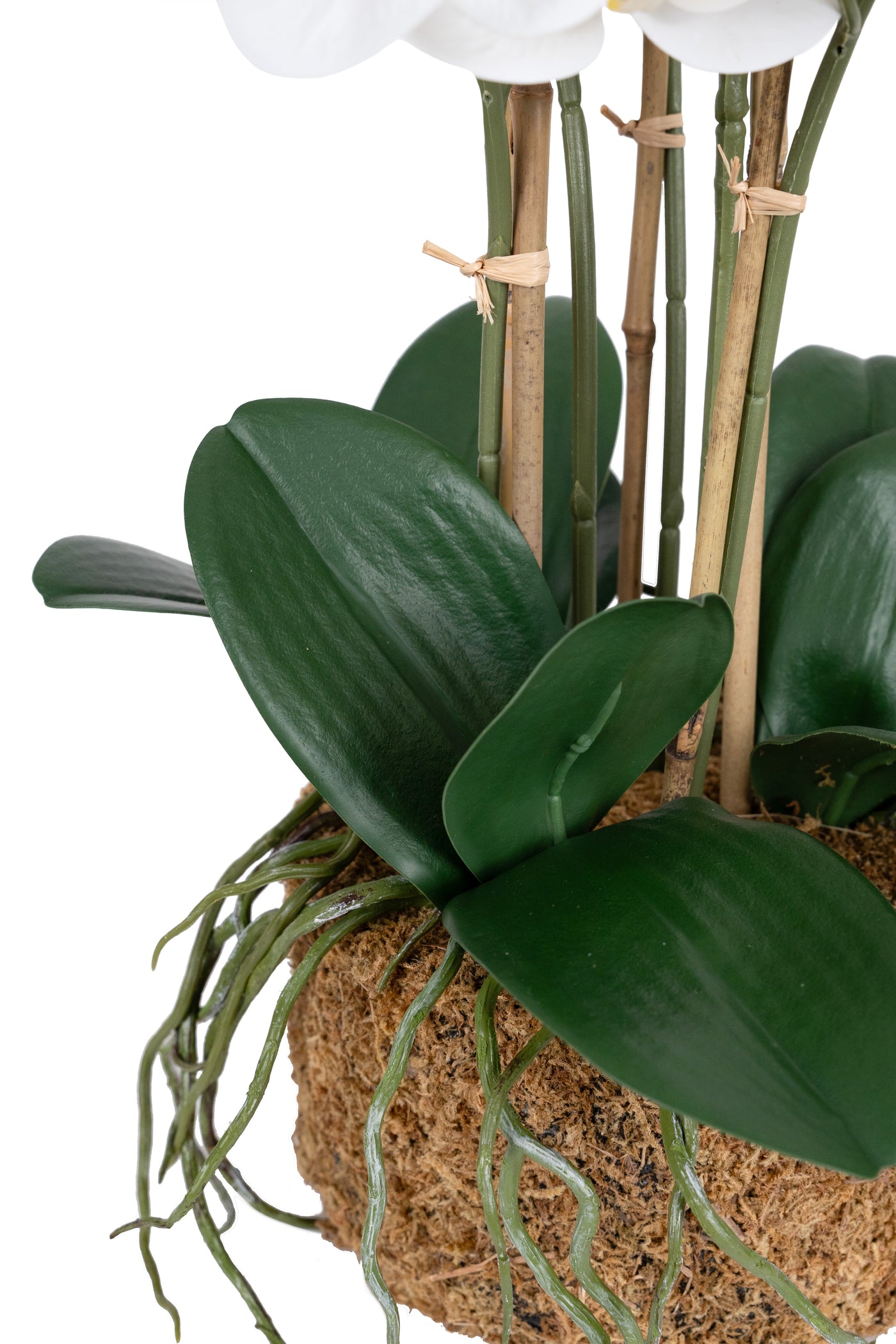 Orhidee artificiala alba cu aspect natural H54 cm cu 5 tulpini