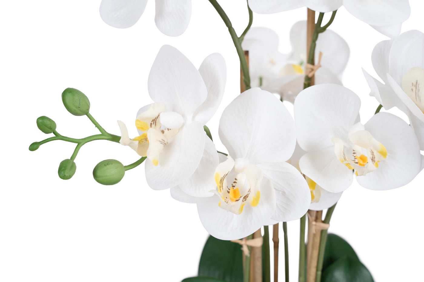 Orhidee artificiala alba cu aspect natural H54 cm cu 5 tulpini