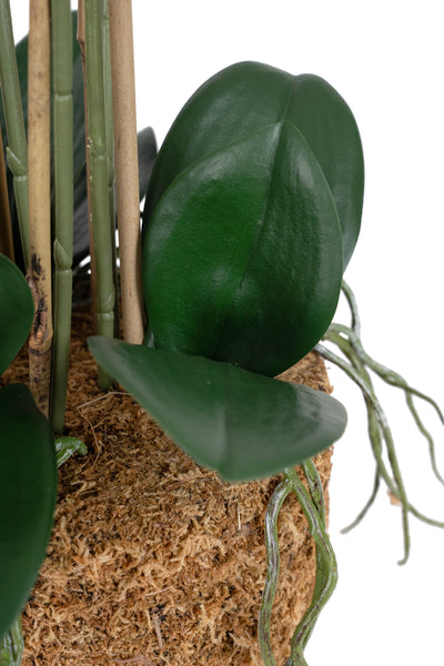 Orhidee artificiala alba cu aspect natural H54 cm cu 5 tulpini