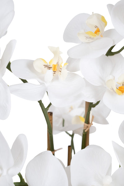 Orhidee artificiala alba cu aspect natural H54 cm cu 5 tulpini