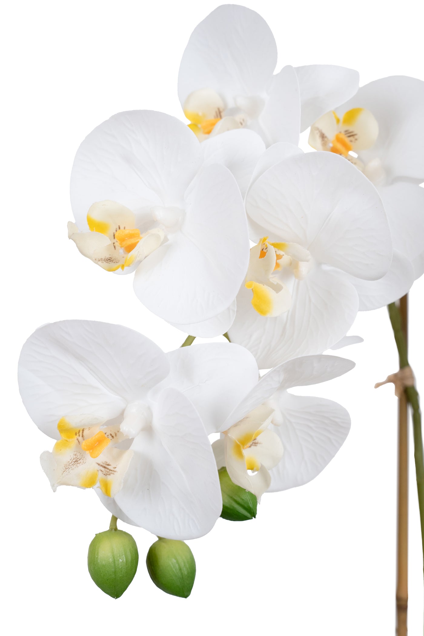 Orhidee artificiala alba cu aspect natural H55 cm cu 3 tulpini