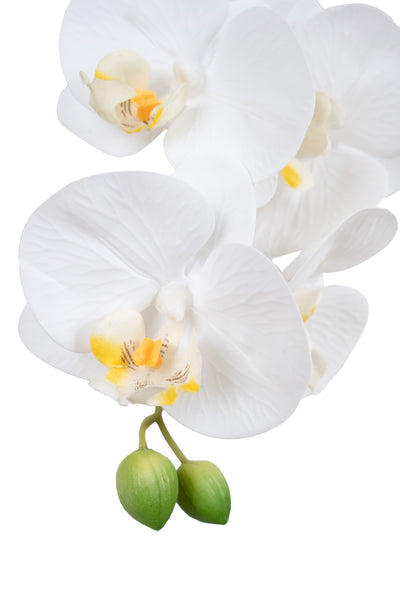 Orhidee artificiala alba cu aspect natural H55 cm cu 3 tulpini