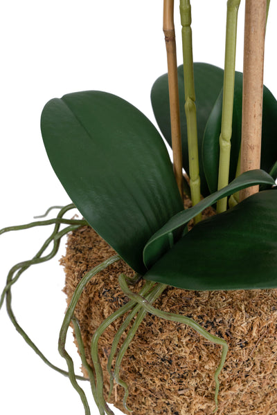 Orhidee artificiala alba cu aspect natural H55 cm cu 3 tulpini