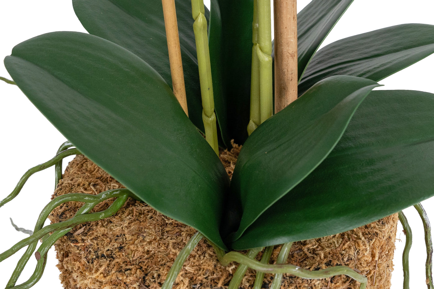 Orhidee artificiala alba cu aspect natural H55 cm cu 3 tulpini