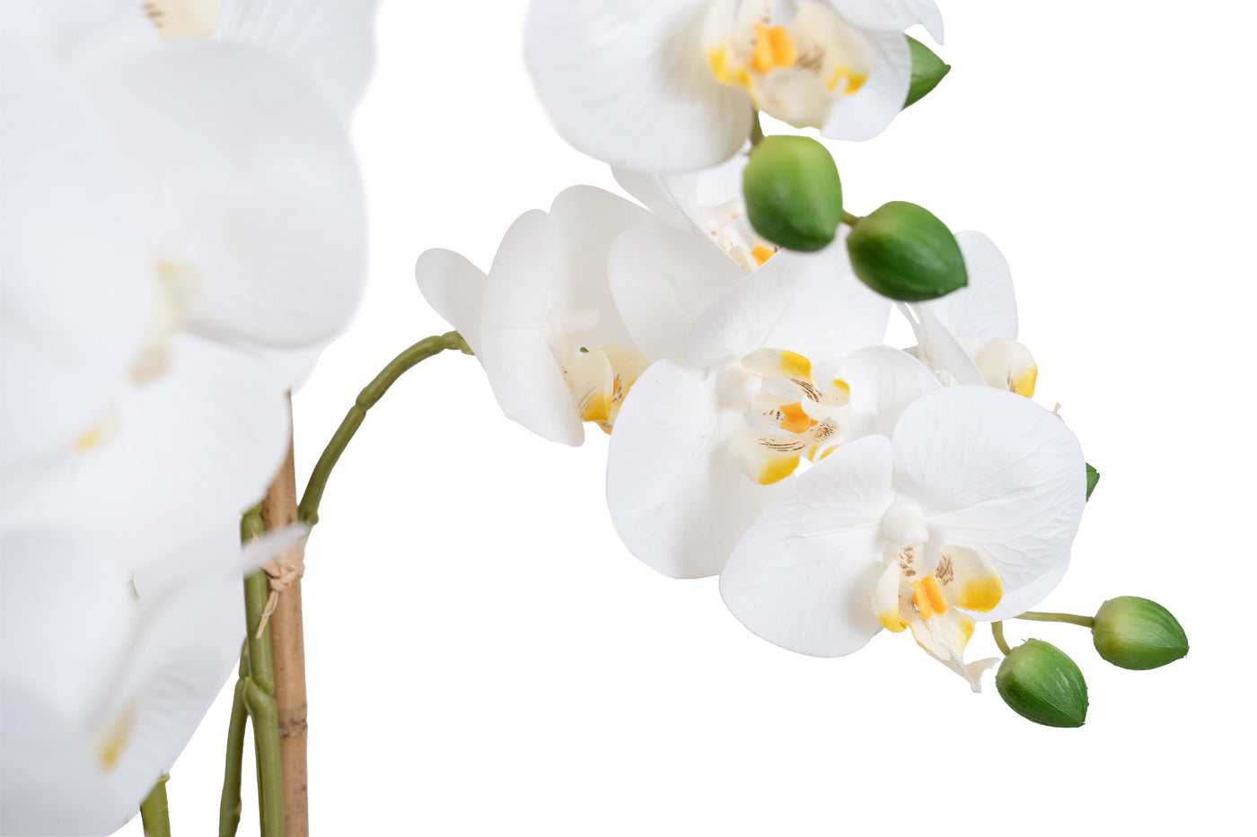 Orhidee artificiala alba cu aspect natural H55 cm cu 3 tulpini