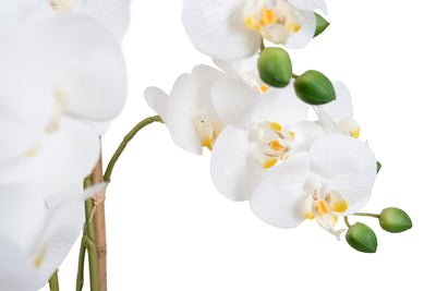 Orhidee artificiala alba cu aspect natural H55 cm cu 3 tulpini