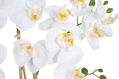 Orhidee artificiala alba cu aspect natural H55 cm cu 4 tulpini