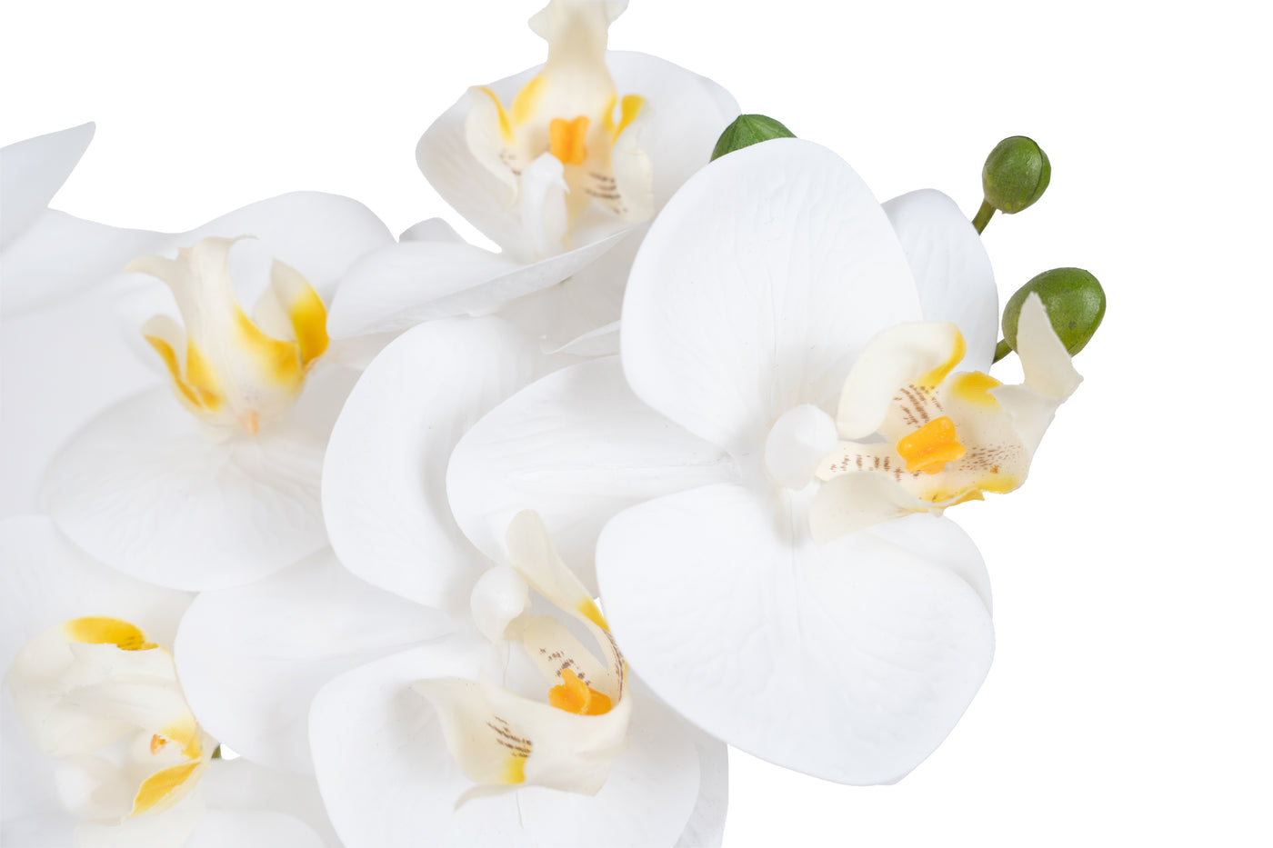 Orhidee artificiala alba cu aspect natural H55 cm cu 4 tulpini