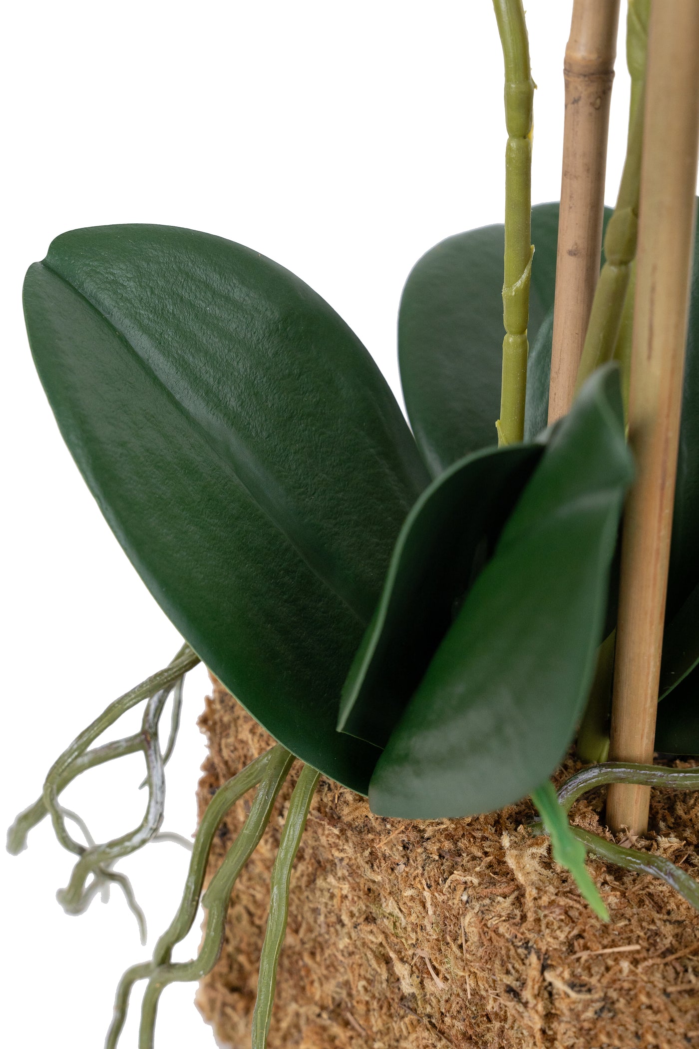 Orhidee artificiala alba cu aspect natural H55 cm cu 4 tulpini