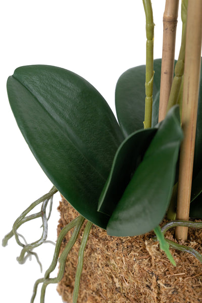 Orhidee artificiala alba cu aspect natural H55 cm cu 4 tulpini