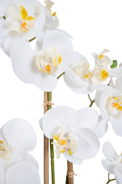 Orhidee artificiala alba cu aspect natural H55 cm cu 4 tulpini