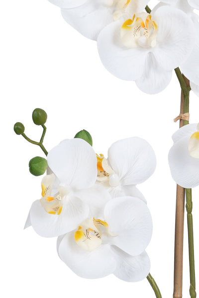Orhidee artificiala alba cu aspect natural H55 cm cu 4 tulpini