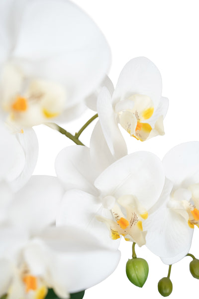 Orhidee artificiala alba cu aspect natural H56 cm cu 2 tulpini