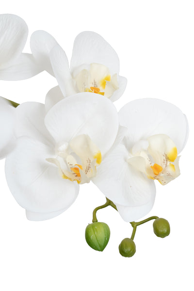 Orhidee artificiala alba cu aspect natural H56 cm cu 2 tulpini