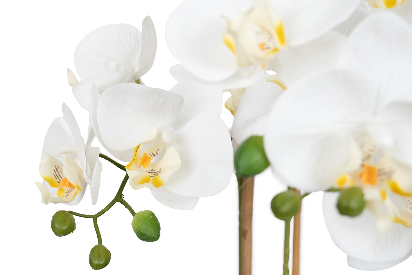 Orhidee artificiala alba cu aspect natural H56 cm cu 2 tulpini