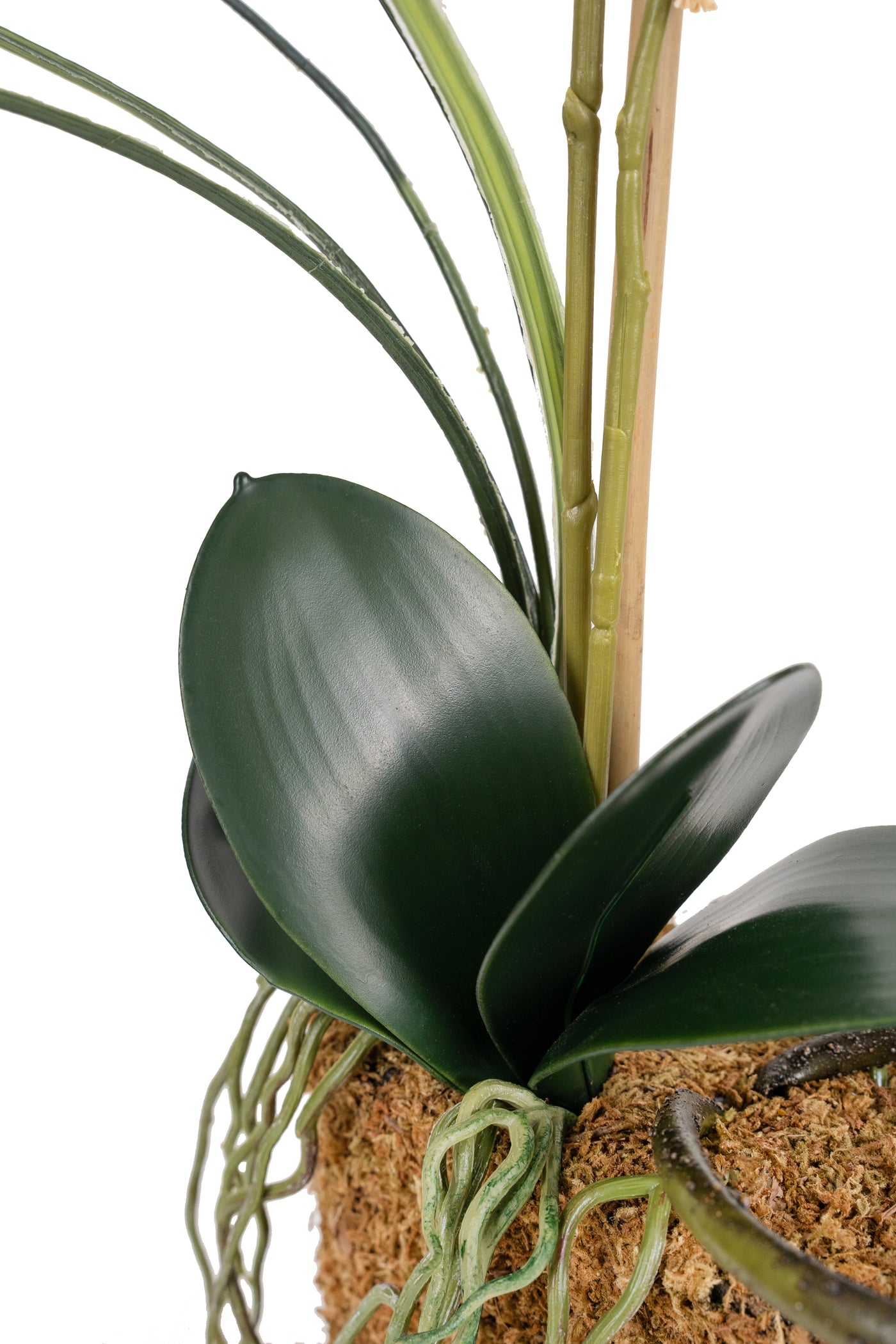 Orhidee artificiala alba cu aspect natural H58 cm cu 2 tulpini