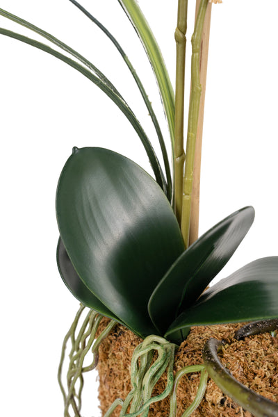 Orhidee artificiala alba cu aspect natural H58 cm cu 2 tulpini