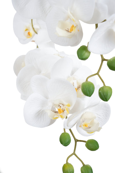 Orhidee artificiala alba cu aspect natural H58 cm cu 2 tulpini