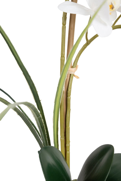 Orhidee artificiala alba cu aspect natural H58 cm cu 2 tulpini