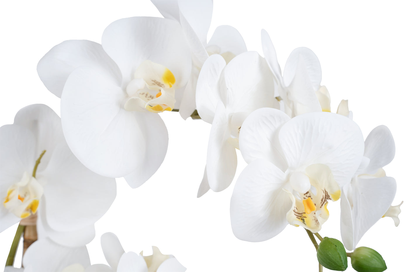 Orhidee artificiala alba cu aspect natural H58 cm cu 2 tulpini