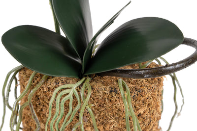 Orhidee artificiala alba cu aspect natural H58 cm cu 2 tulpini