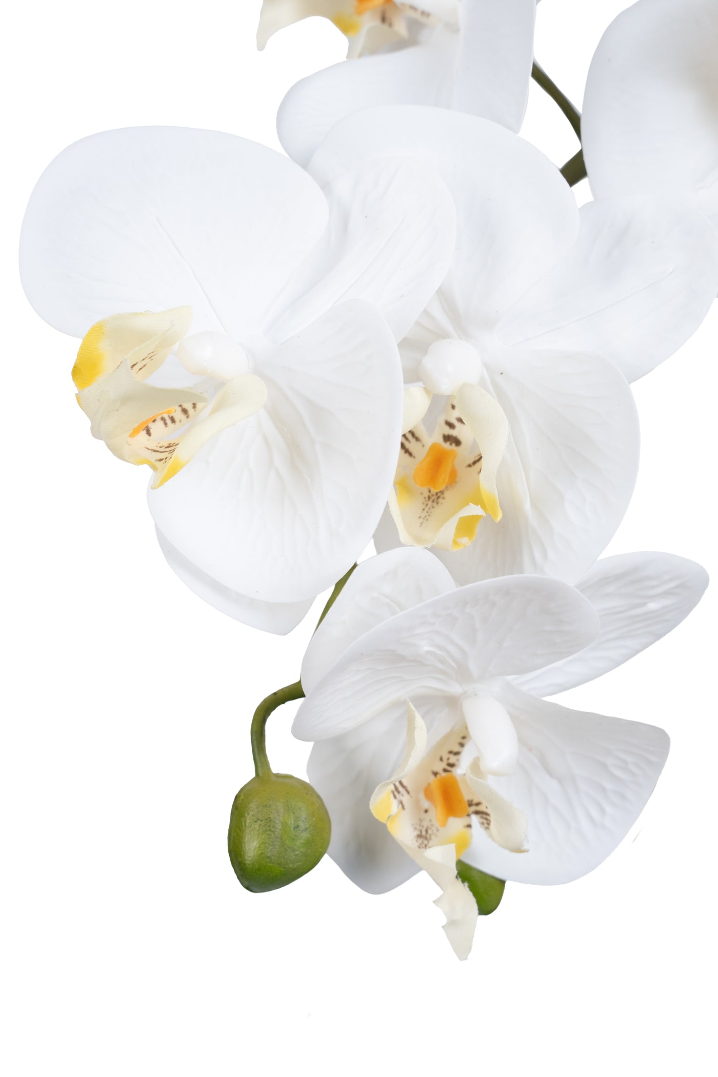 Orhidee artificiala alba cu aspect natural H58 cm cu 3 tulpini