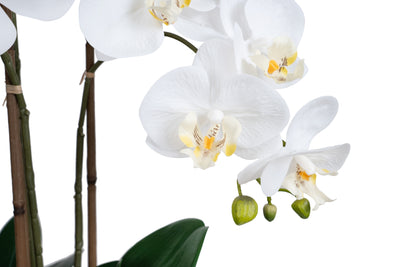 Orhidee artificiala alba cu aspect natural H58 cm cu 3 tulpini