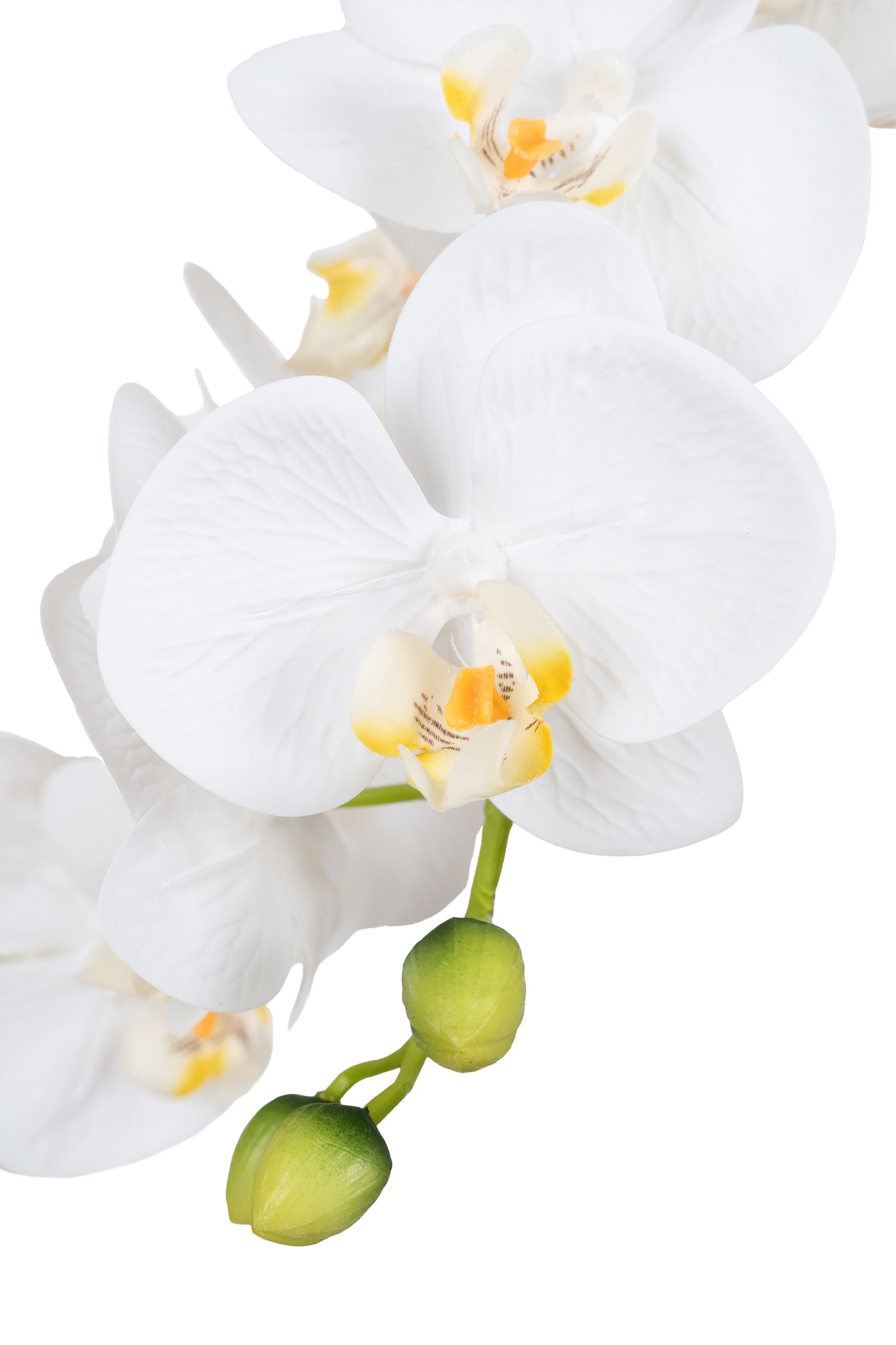 Orhidee artificiala alba cu aspect natural H58 cm cu 3 tulpini