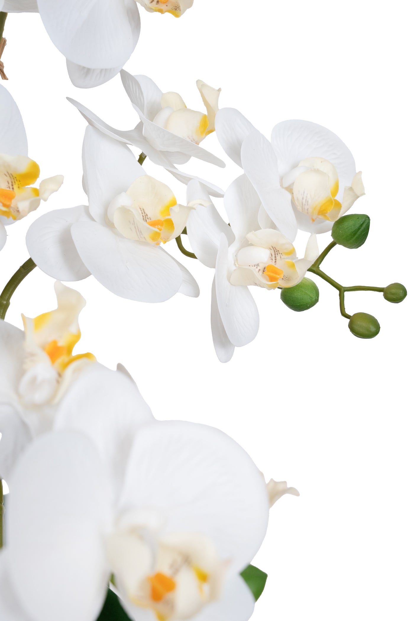 Orhidee artificiala alba cu aspect natural H59 cm cu 5 tulpini