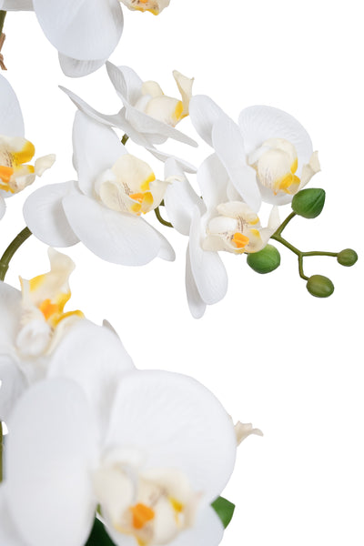 Orhidee artificiala alba cu aspect natural H59 cm cu 5 tulpini