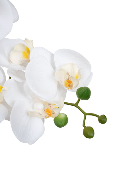 Orhidee artificiala alba cu aspect natural H59 cm cu 5 tulpini