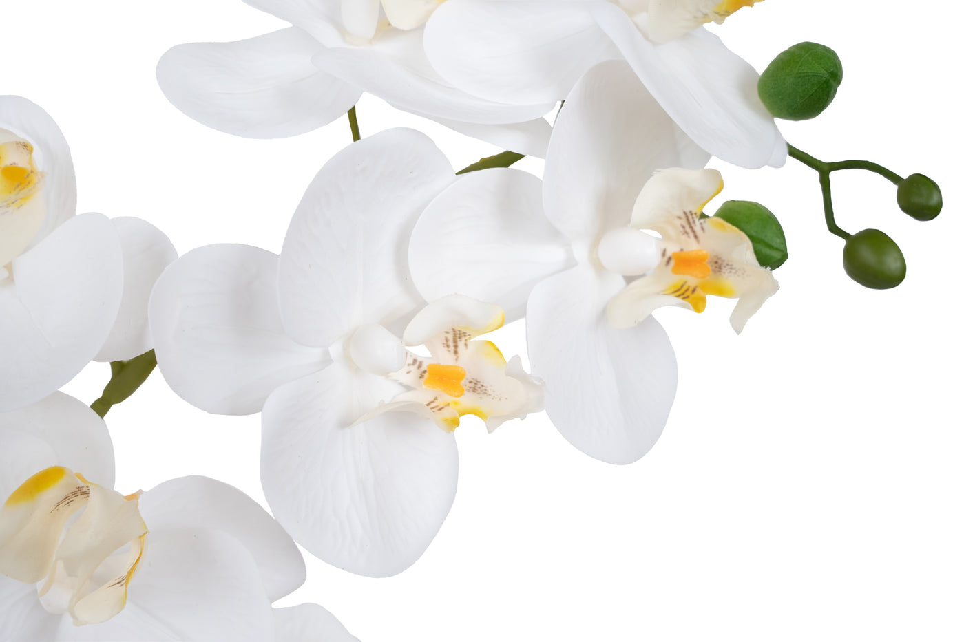 Orhidee artificiala alba cu aspect natural H59 cm cu 5 tulpini