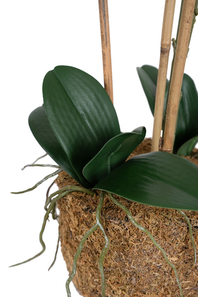 Orhidee artificiala alba cu aspect natural H61 cm cu 3 tulpini