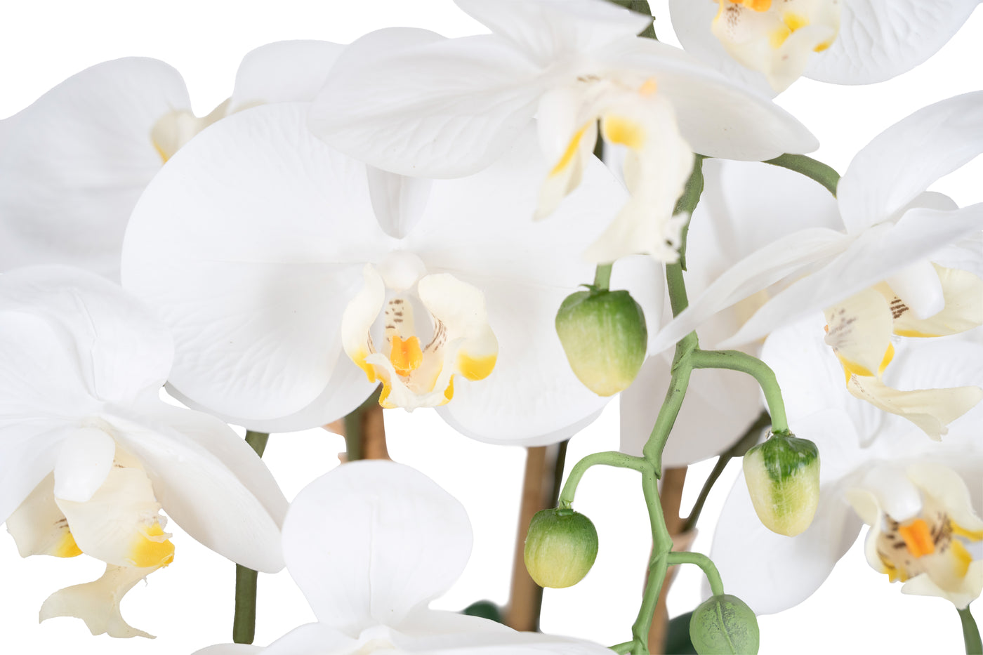 Orhidee artificiala alba cu aspect natural H61 cm cu 3 tulpini