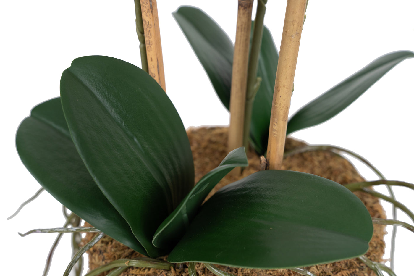 Orhidee artificiala alba cu aspect natural H61 cm cu 3 tulpini