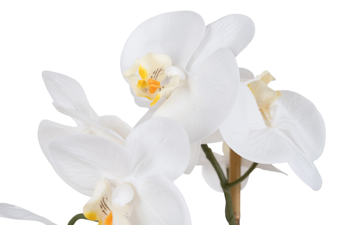 Orhidee artificiala alba cu aspect natural H61 cm cu 3 tulpini