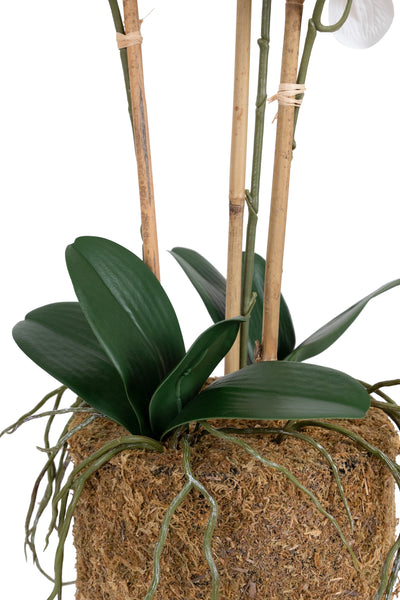 Orhidee artificiala alba cu aspect natural H61 cm cu 3 tulpini