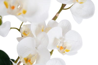 Orhidee artificiala alba cu aspect natural H61 cm cu 3 tulpini