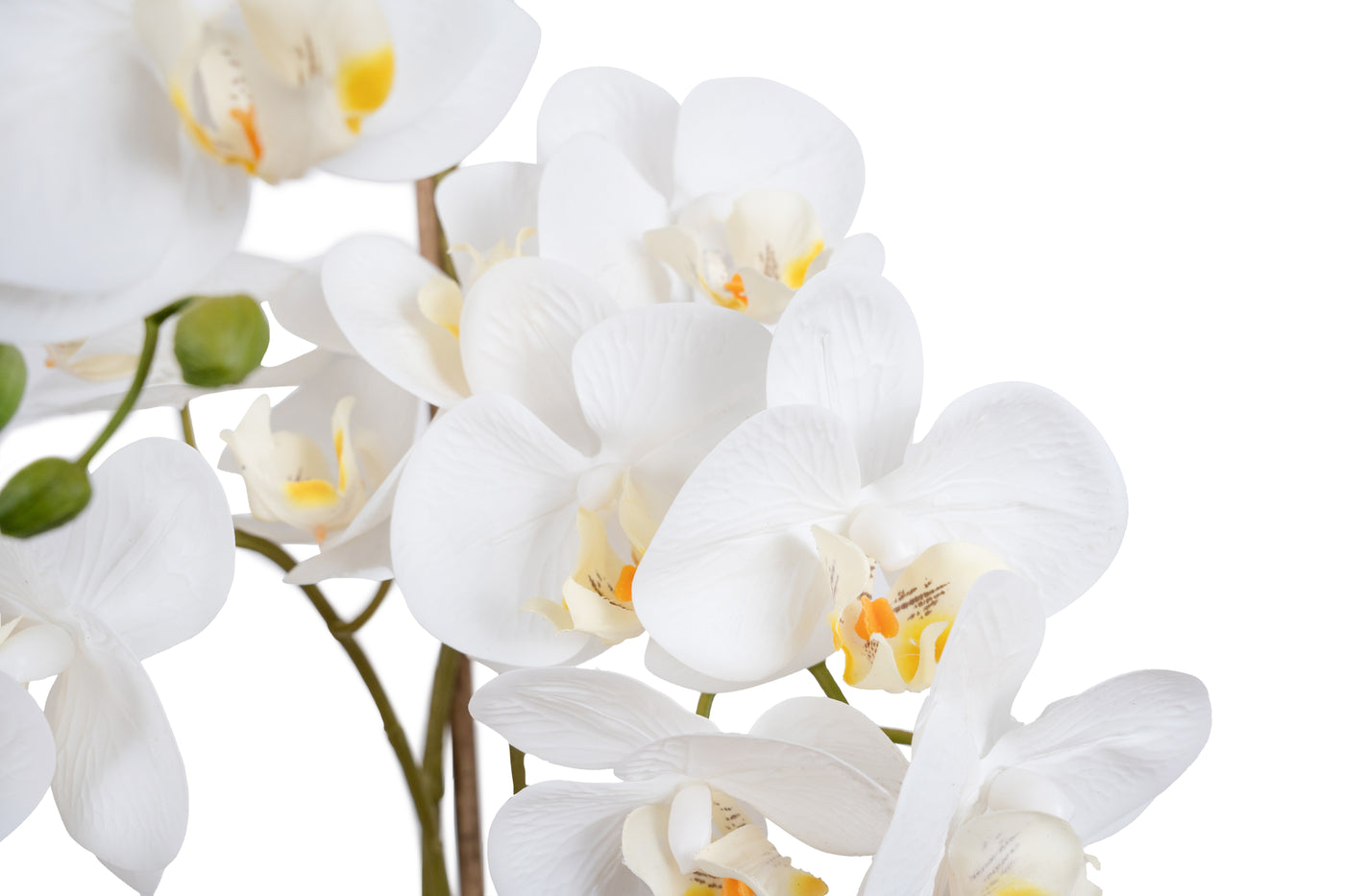 Orhidee artificiala alba cu aspect natural H61 cm cu 3 tulpini