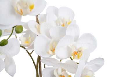 Orhidee artificiala alba cu aspect natural H61 cm cu 3 tulpini